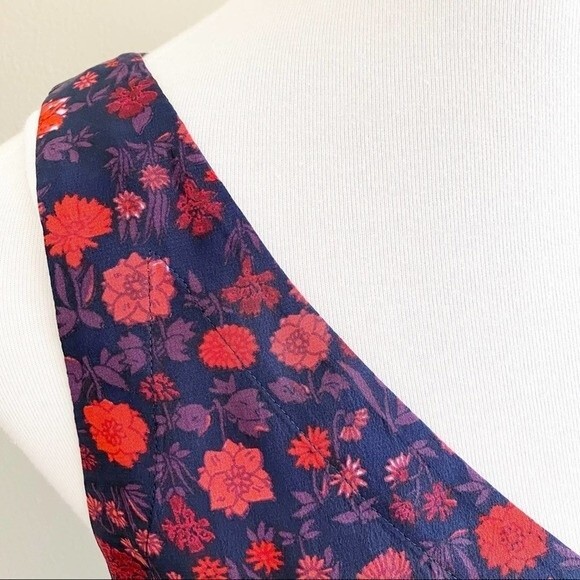 Rebecca Taylor Red & Black Floral Silk Peplum Top - Picture 3 of 7